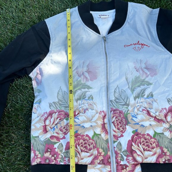 True Religion Floral Bomber Jacket Womens Large - Picture 2 of 12